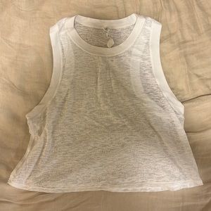 lululemon White Muscle Crop Tank - Size 6